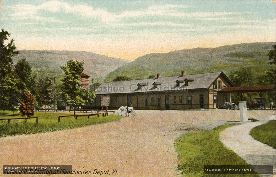 Postcard: Rutland Railroad Station at Manchester Depot, Vermont